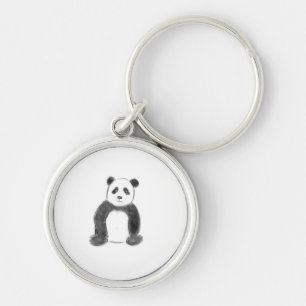 Porte-clés Croquis de panda en noir et blanc