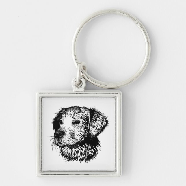 Porte-clés Croquis de tête de canin  (Devant)