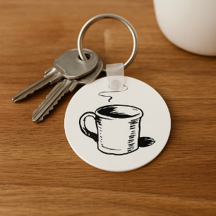 Porte-clés Croquis minimaliste pour la pâte à café tirée à la