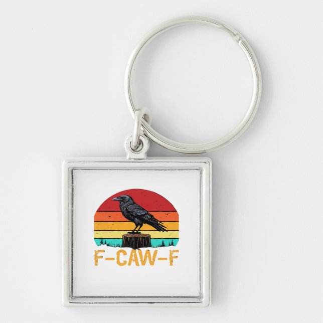 Porte-clés Crow, F-Caw-F Funny Bird Retro Classic (Devant)