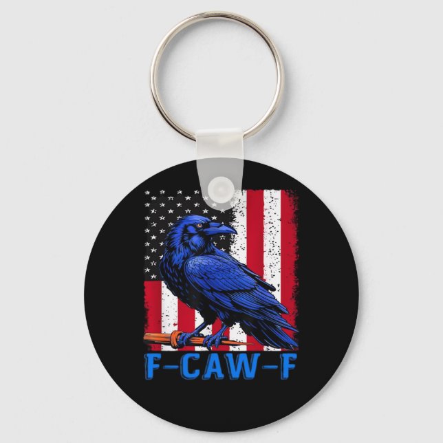 Porte-clés Crow Raven Funny F-Caw-F Minimal Clean (Recto)