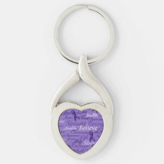 Porte-clés Croyez le porte - clé pourpre de coeur de ruban