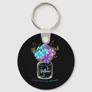 Porte-clés Croyez le ruban de la Fleur de sensibilisation à l