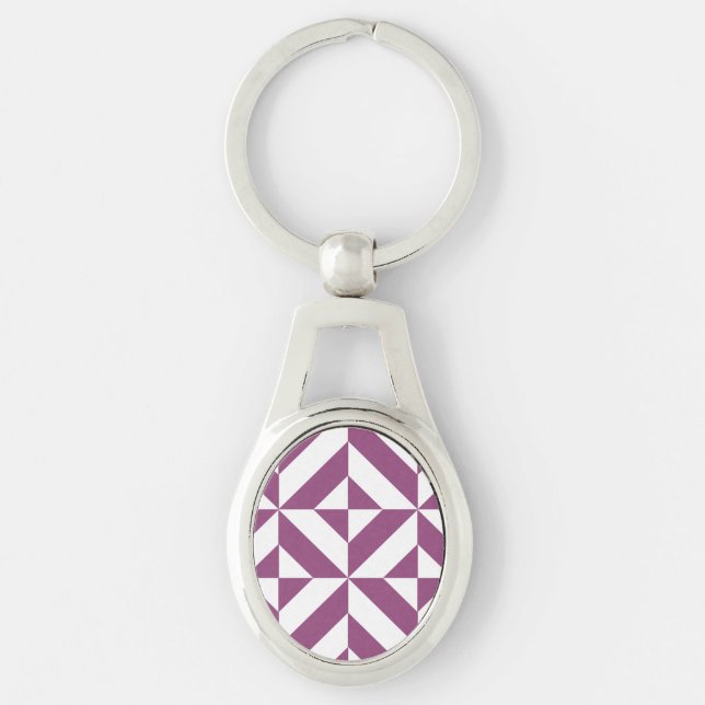 Porte-clés Cube Déco géométrique violet chaud (Devant)