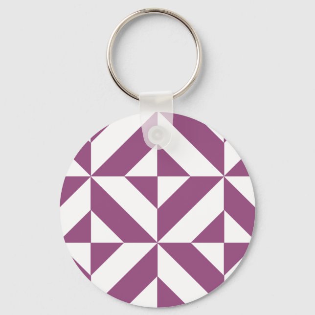 Porte-clés Cube Déco géométrique violet chaud (Recto)