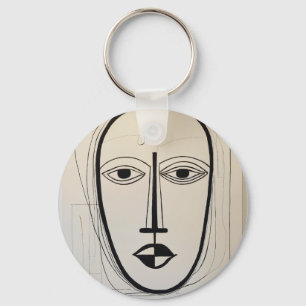 Porte-clés Cubist Face Art - Design abstrait