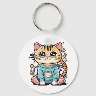Porte-clés Cuite drôle petit chaton Chiffon Top