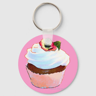 Porte-clés Cupcake avec le Porte - clé de design Pansy Art