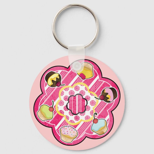 Porte-clés Cupcakes amusants et Whimsical (Recto)