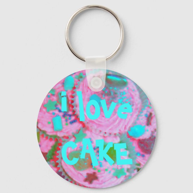 Porte-clés Cupcakes rose "i love CAKE" porte - clé (Recto)