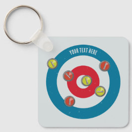 Porte-clés curling Maison et pierres de curling vue du haut