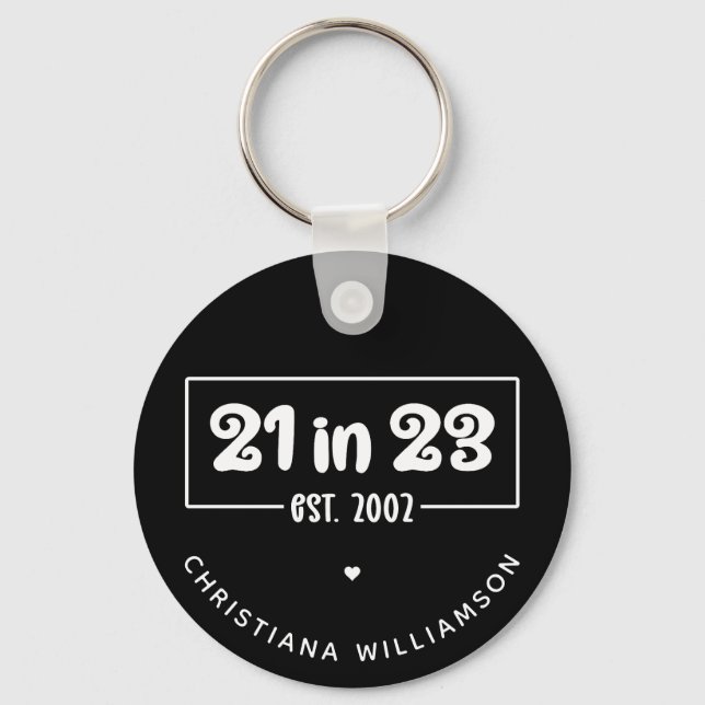 Porte-clés Custom 21st Birthday Cadeau 21 en 23 Est 2002 (Recto)