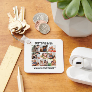 Porte-clés Custom Best Papa Ever Fête des pères 9 Photo Colla
