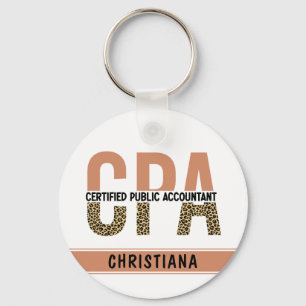 Porte-clés Custom CPA Certified Public Accountant Leopard