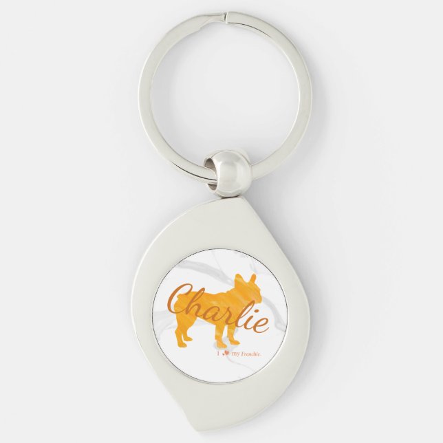 Porte-clés Custom French Bulldog Pastel Orange - Frenchie (Devant)