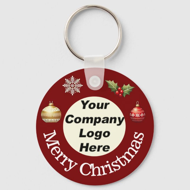 Porte-clés Custom Merry Christmas Keychain with Company Logo (Recto)