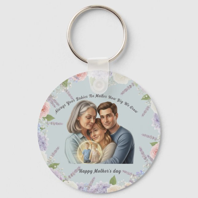 Porte-clés Custom Mother's day photo Always your babies  (Recto)