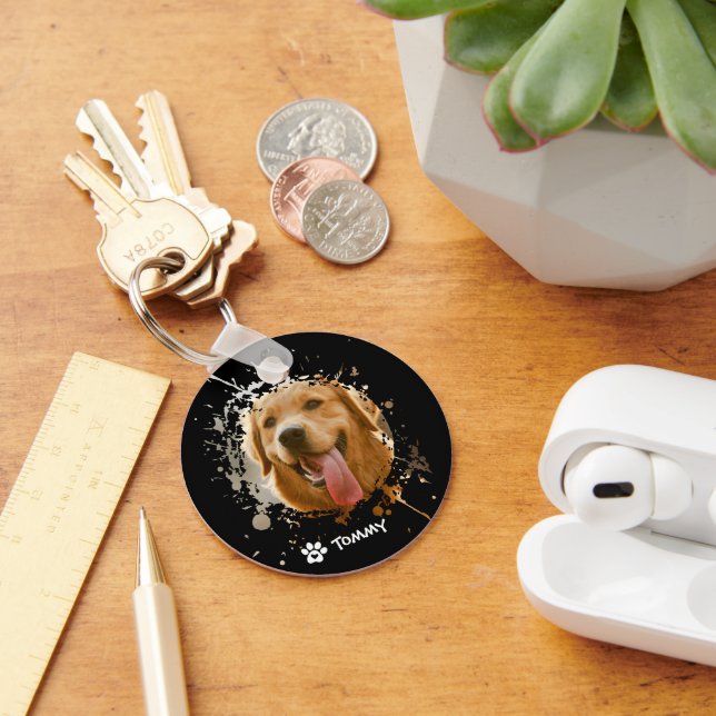 Porte-clés Custom Pet Photo & Name Metal Circle Keychain (Bureau)