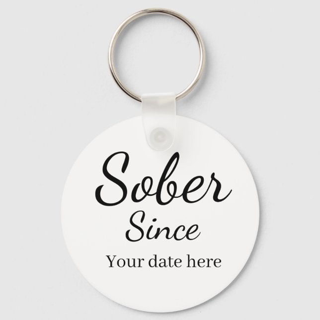 Porte-clés Custom “Sober Since” Keychain - Sobriety Date  (Recto)