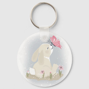 Porte-clés Cute baby Bunny et butterfly.