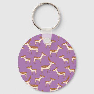 Porte-clés Cute Baby Deer and Family on Lavender Purple