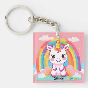 Porte-clés Cute Baby Unicorn Arc-en-ciel