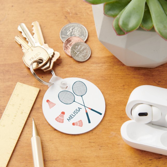 Porte-clés Cute Badminton Birdie Racquet CUSTOM Retro (Bureau)