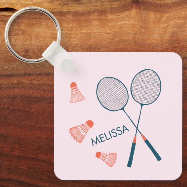 Porte-clés Cute Badminton Birdie Racquet CUSTOM Retro (Recto)