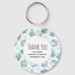 Porte-clés Cute baleines nautiques Aquarelle Motif Merci