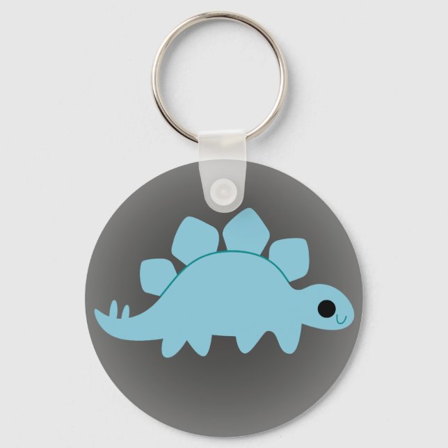 Porte-clés Cute Blue Stegosaurus sur Grey (Recto)
