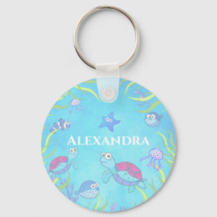 Porte-clés Cute Blue Under the Sea Keychain