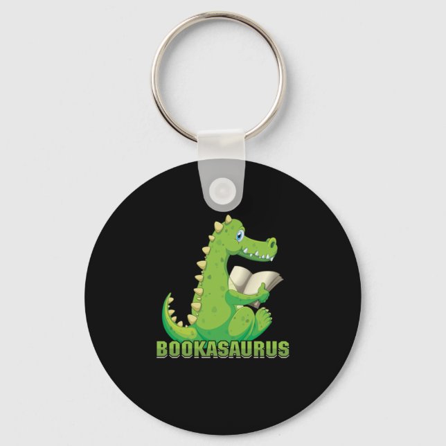Porte-clés Cute Book Lover Bookworm Bookish Dinosaur Bookasau (Recto)