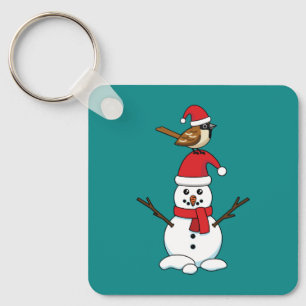 Porte-clés Cute Bruant sur Snowman