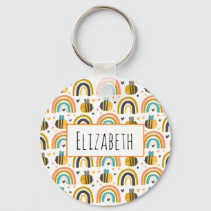 Porte-clés Cute Bumble Bee et Rainbows Motif