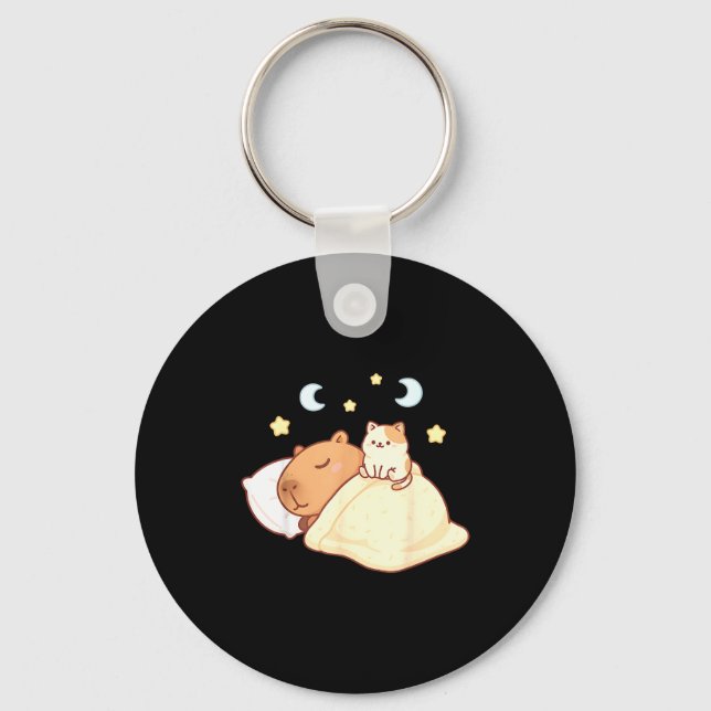 Porte-clés Cute Capybara Kawaii Sleep Pajamas Sleepybara Cat  (Recto)