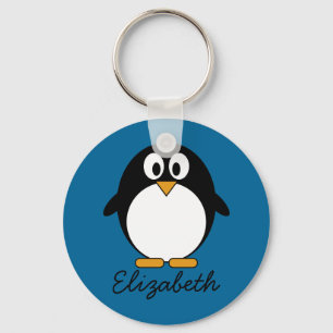 Porte-clés cute cartoon penguin blue background