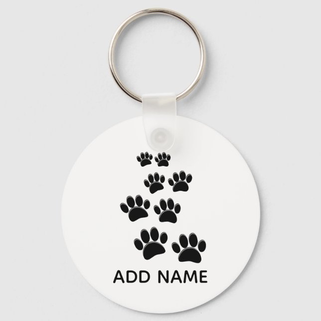 Porte-clés Cute Cartoon Pet Paw Trail Blck (Recto)