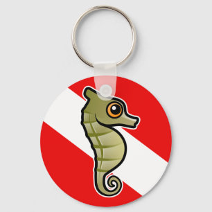 Porte-clés Cute Cartoon Seahorse Dive Flag