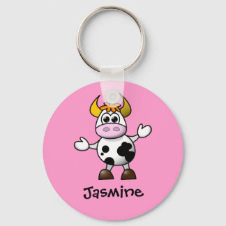 Porte-clés Cute Cartoon Vache Nom personnalisé Cadeau