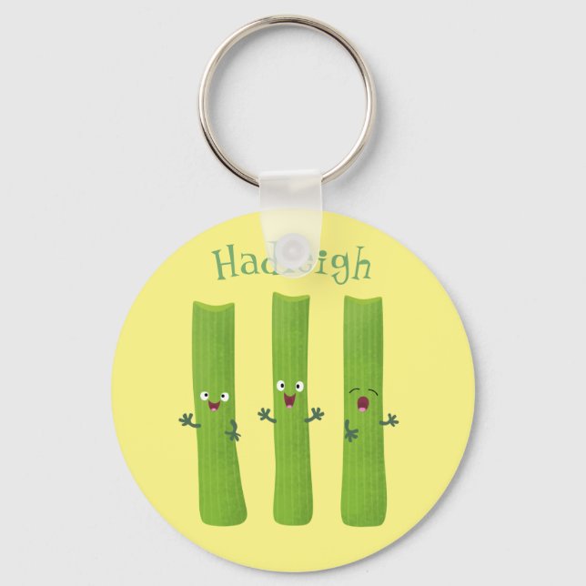 Porte-clés Cute céleri bâtons trio caricature légumes (Recto)
