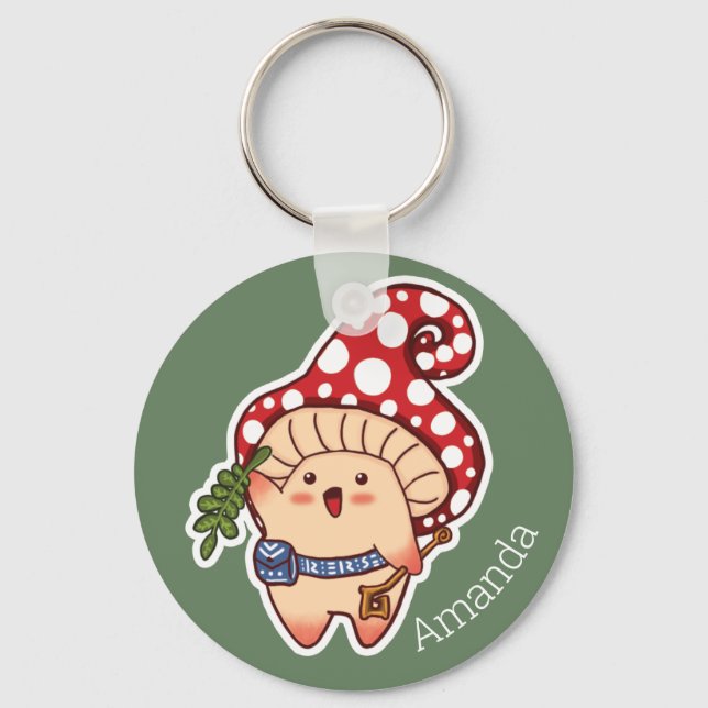 Porte-clés Cute champignon herbacé de Woodland (Recto)