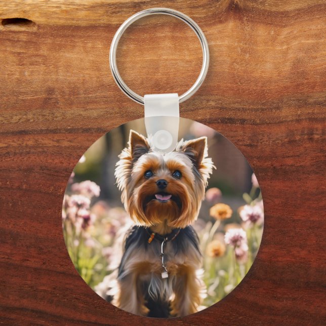 Porte-clés Cute Chien Votre Photo Blush Pink Nom (Recto)