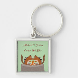 Porte-clés Cute Chipmunks Mariage de automne personnalisé