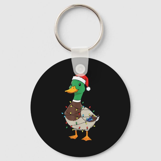 Porte-clés Cute Christmas Duck Mallard With Xmas Lights  (Recto)