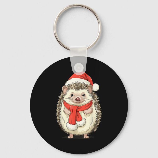 Porte-clés Cute Christmas Hedgehog Santa  (Recto)
