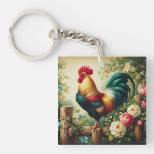 Porte-clés Cute coq rustique/vintage