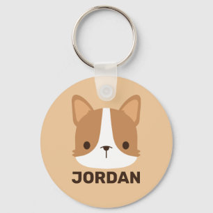 Porte-clés Cute Corgi Dog with Personalized Name