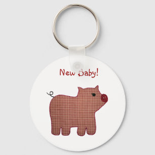 Porte-clés Cute Country Style Pink Plaid Pig Nouveau bébé