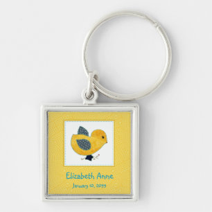 Porte-clés Cute Country Style Yellow Chick Birth Announcement