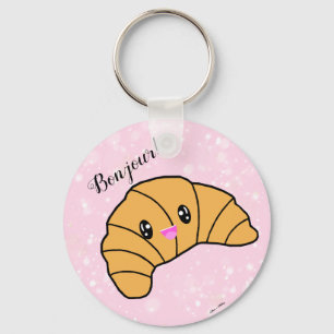 Porte-clés Cute Croissant Kawaii France Pain Bonjour ! Rose